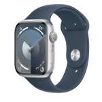 Apple Watch Series 9 (GPS) - 41 mm - alluminio argento - smartwatch con fascia sportiva - fluoroelastomero - blu mareggiata - dimensione della fascia: S/M - 64 GB - Wi-Fi, UWB, Bluetooth - 31.9 g